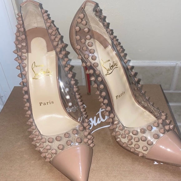 Authentic NWT Christian Louboutin Spike Me 100 Patent/PVC. - Picture 1 of 7